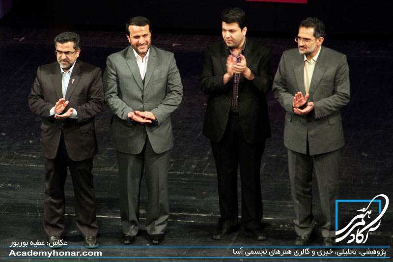 وزیر ارشاد، محمد خزایی و جواد شمقدری در اختتامیه فجر